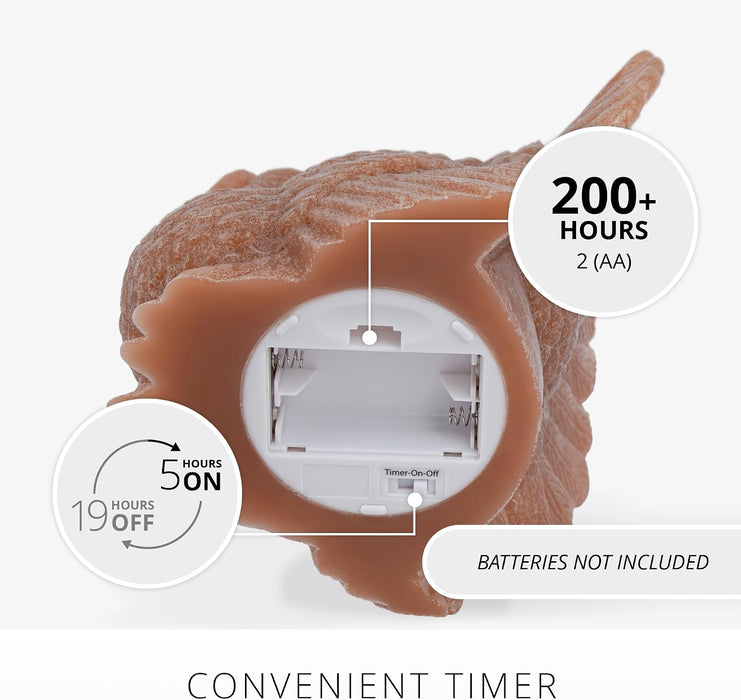 Turkey Flickering LED Candle (5.25" x 6"), Timer Function, Real Unscented Flameless Wax, Chalky Finish, Caramel Café, Fall Harvest Decoration, Autumn Home Decor, Thanksgiving Table Decoration