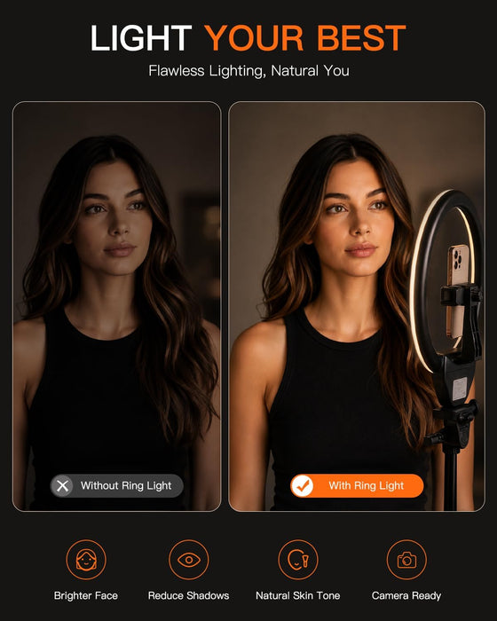 Ring Light with Stand, 50" Phone Tripod with Wireless Remote