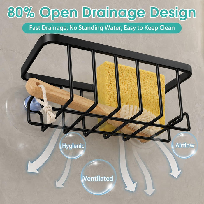 Sponge Holder for Kitchen Sink, Caddy Organizer with Suction Cup, Rustproof