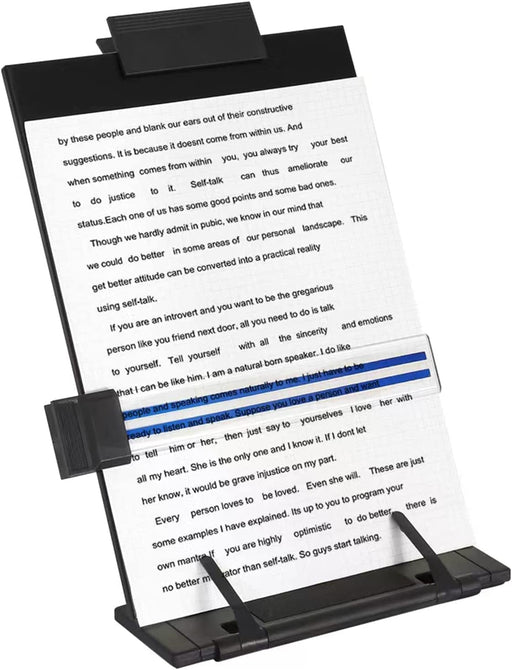 Desktop Document Holder Stand with 7 Adjustable Positions, Black Metal File Organizer Management Copyholder for Typing S