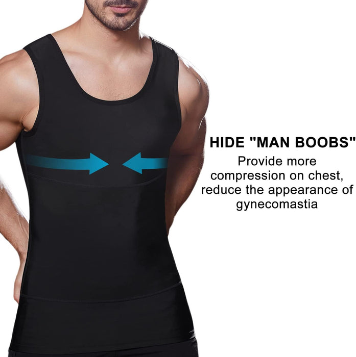 Mens Compression Shirt Slimming Shapewear Tank Top Workout Vest