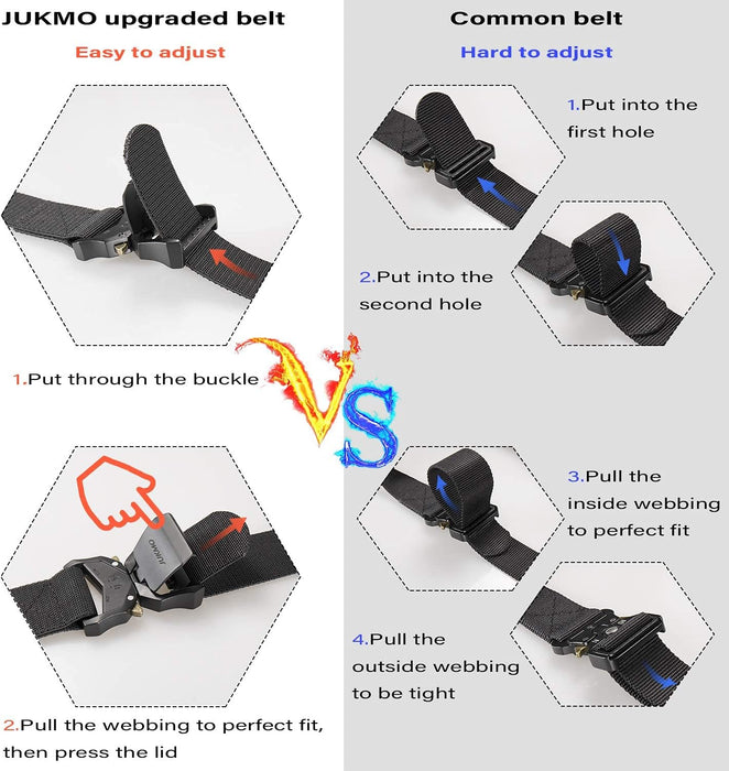 Tactical Belt, Military Hiking Rigger 1.5" Nylon Web Work Belt