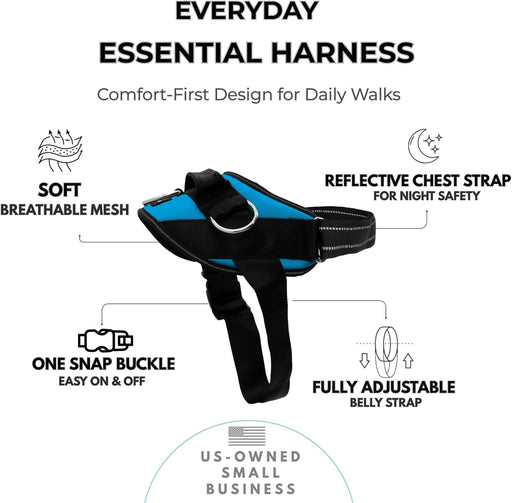 Essential Dog Harness, No-Pull Pet Vest (Oceanic Blue,S)
