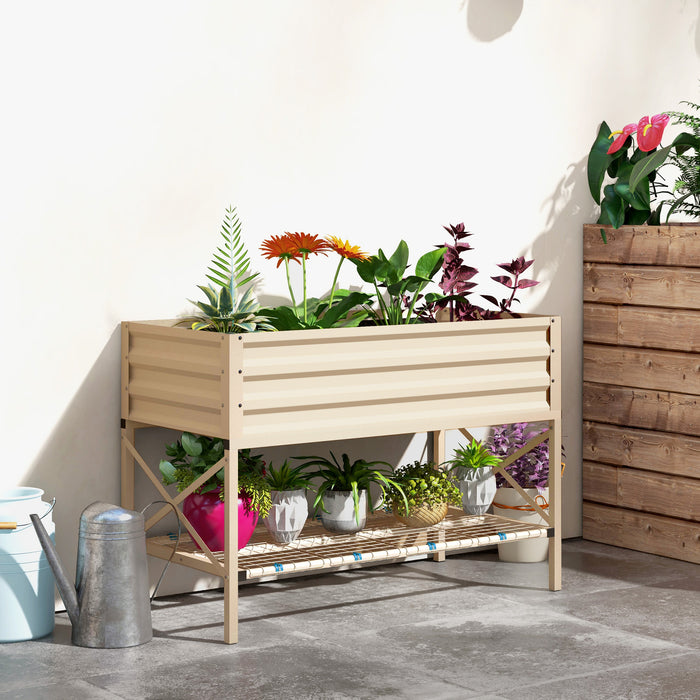 Galvanized Raised Garden Bed with Storage Shelf