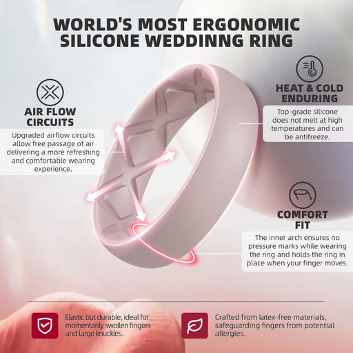 Women's Silicone Engagement Rings, 5.5mm Wide 2mm Thick