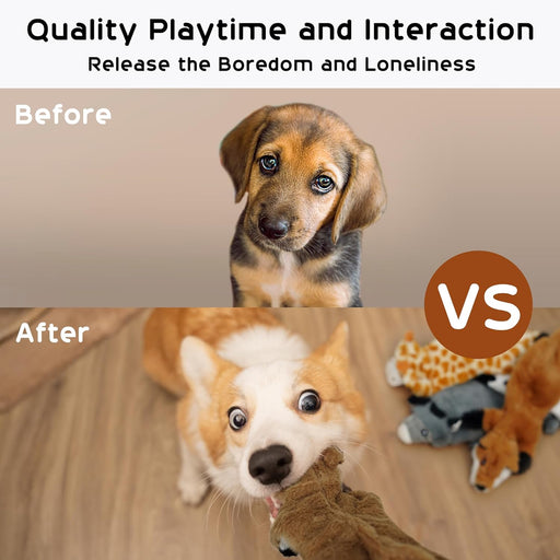 Dog Squeaky Toys, 5 PCS Crinkle Plush Dog Toys, No Stuffing Dog Toys for Small Medium Large Dogs, Stuffless Puppy Toys f