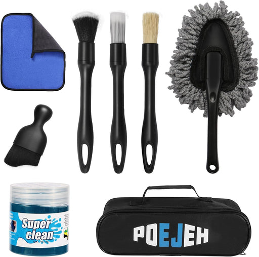 8PCS Car Detailing Kit Boar Brush 160g Reusable Gel Auto & Home Use