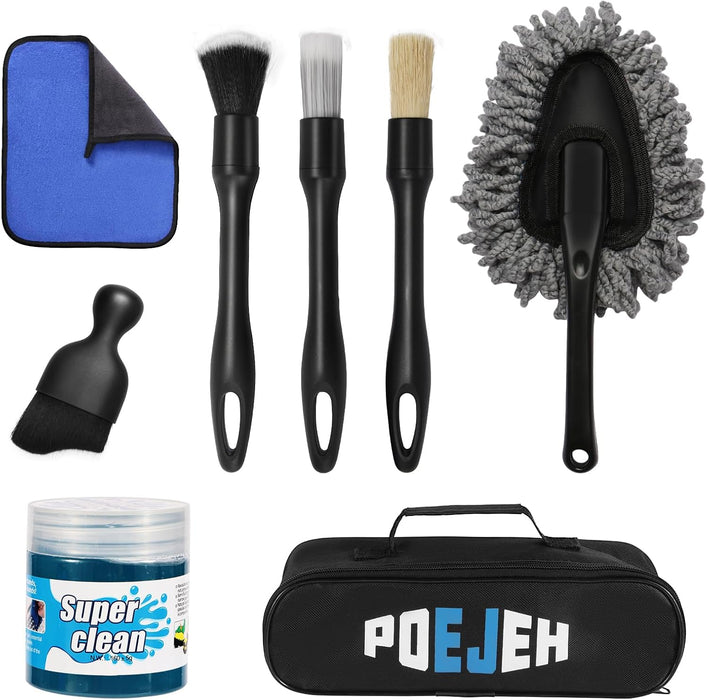 8PCS Car Detailing Kit Boar Brush 160g Reusable Gel Auto & Home Use