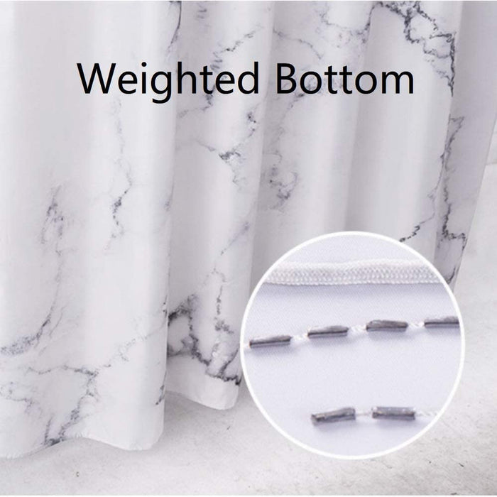 Marble Bathroom Shower Curtain,Grey and White Fabric Shower Curtain with Hooks,Unique 3D Printing,Decorative Bathroom Accessories,Water Proof,Reinforced Metal Grommets,Standard 72x72 Inches