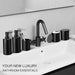 Matte Black Bathroom Accessories Set, 5 Pcs Bathroom Accessories Set, Glass Soap Dispenser and Toothbrush Holder Set, Qtip Holder and Cotton Ball Holder, Modern Bathroom Decor Sets