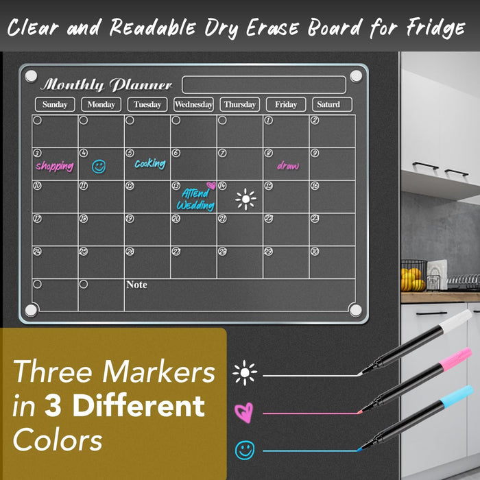 Magnetic Calendar for Refrigerator 4PCS Fridge Magnet Clear Acrylic