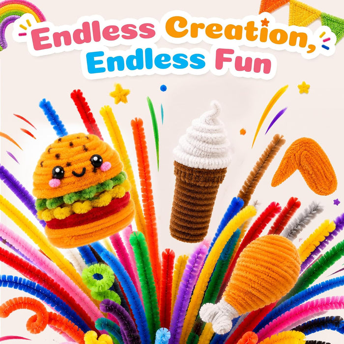200PCS Thick Pipe Cleaners Craft, 20 Colors Chenille Stems