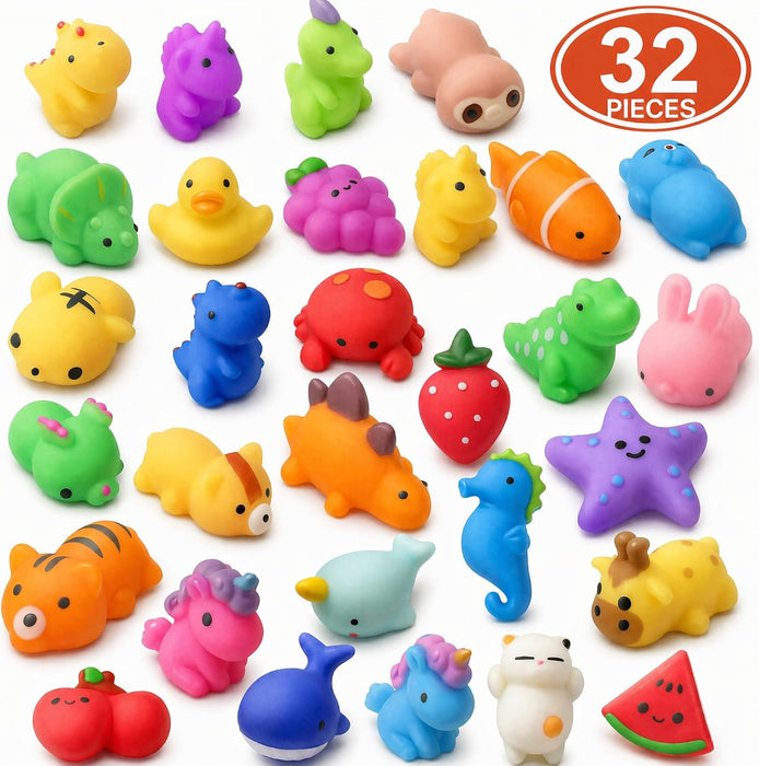 Squishies, 32 Pack Mochi Squishy Toys - Kawaii Cat Squishys Slow Rising Animals - Party Favors, Goodie Bag, Birthday Gif