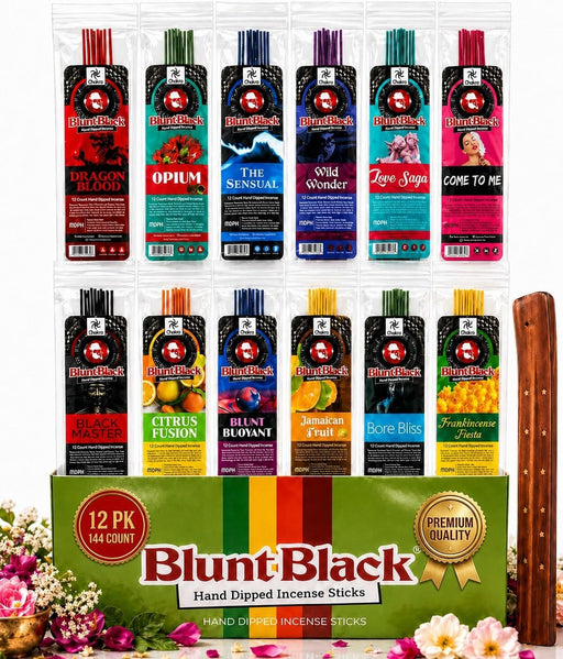 Blunt Black Incense Sticks, 12 Assorted Packs, 144 Count