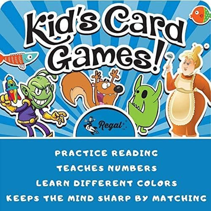 Card Games for Kids - Go Fish, Crazy 8's, Old Maid, Slap Jack, Garbage Monster, War - Simple & Fun Classic Family Table Games - Games May Vary (6 Set)
