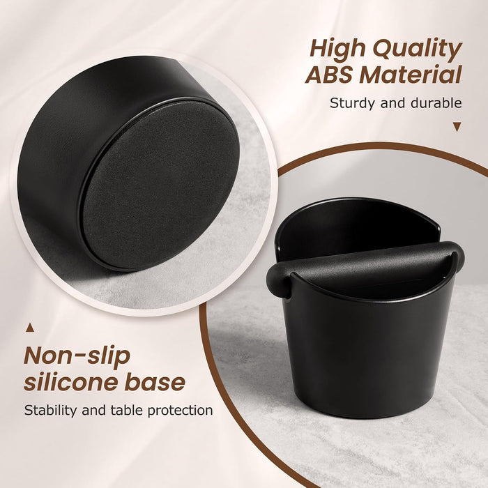 Espresso Knock Box Coffee Knock Box Espresso Bucket Knock Coffee Ground Dump Bin with Removable Knock Bar Trash Can Non-Slip Base
