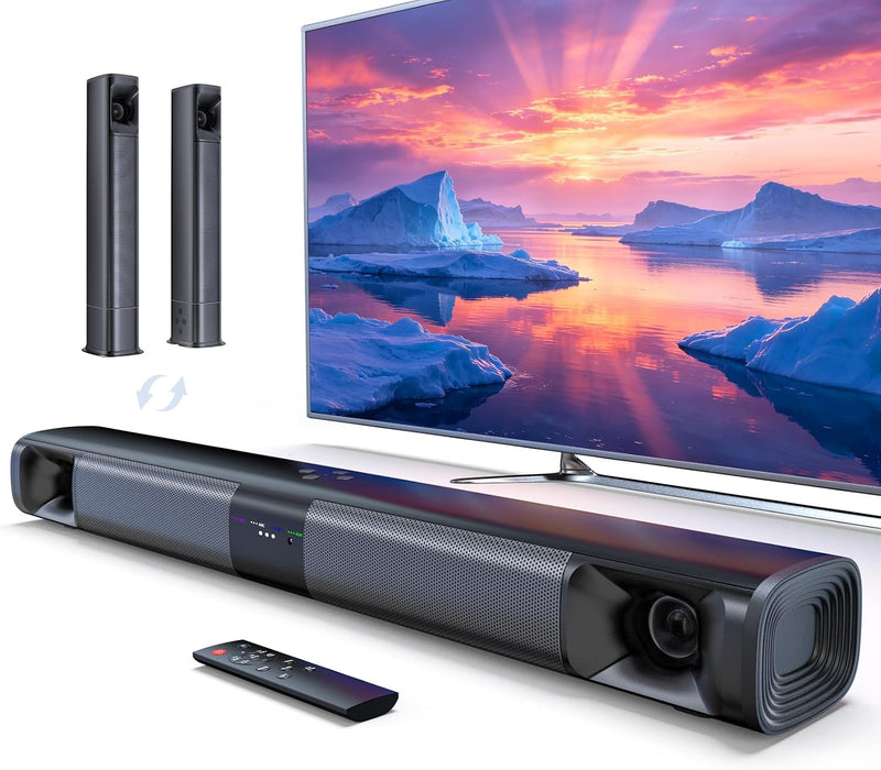 Sound Bar for Smart TV, 2‑in‑1 Detachable, 31" 80W Surround Sound