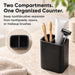 Matte Black Bathroom Accessories Set, 4-Piece Bathroom Accessory Set with Soap Dispenser, Toothbrush Holder, Tumbler and Vanity Tray, Polyresin Countertop Organizer