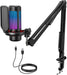Gaming Microphone Set with Boom Arm, Vocal Condenser Microphone for Content Creators, USB Mic for PC with Stand, RGB, Tap Mute, Gain Control, Gaming Equipemnt, Twitch, Streaming, TC310+