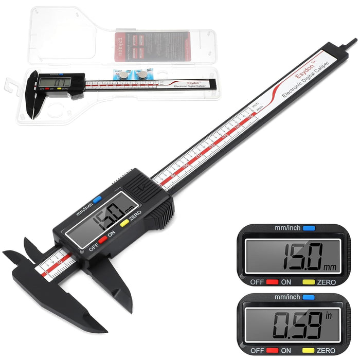 Digital Caliper, Upgraded Calipers 6 inch, Measuring Tool, Electronic Ruler, with Large LCD Screen, Auto-Off Feature, In