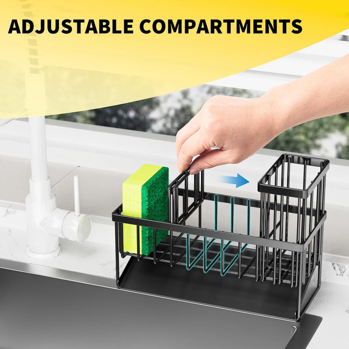Sink Caddy, Sponge Holder for Kitchen Sink, Kitchen Sink Organzier with High Brush Holder, Rustproof Stainless Kitchen Gadgets Sink Accessories, Organizadores De Cocina, Patent 1038566S