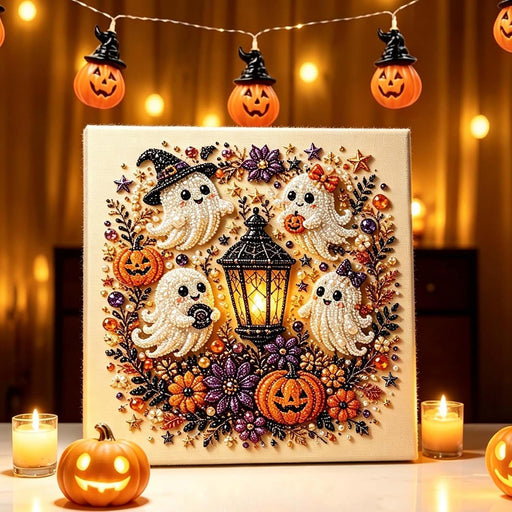 Halloween Ghost Pearl Diamond Art DIY Kit 3D Diamond Frameless (Ghost)