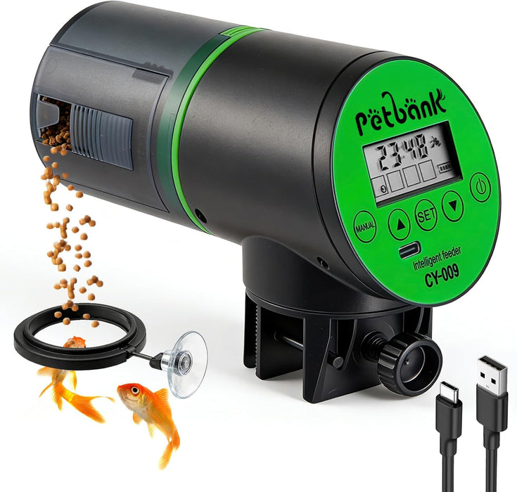 Automatic Fish Feeder for Aquarium Easy Setup & 4 Timers Green