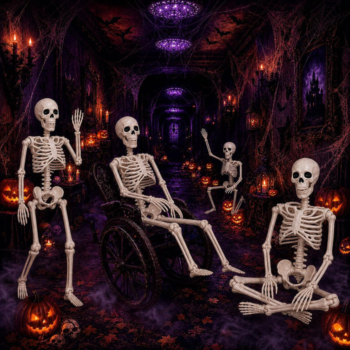 2 Pack 36" Halloween Skeleton Decorations,Human Bones for Halloween Party with Movable Joints,for Haunted Houses, Front Lawn, Graveyard Props