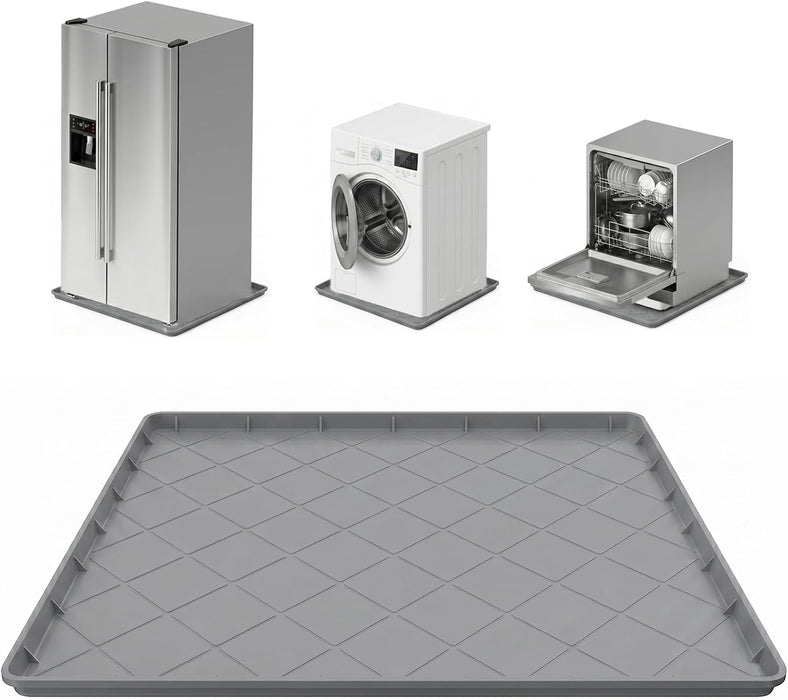 Washing Machine Pan, Drain Pan & Drip Pan, 30"x32" Thickened Silicone Mat with 1" Raised Edge, Non-Slip & Waterproof, Fo