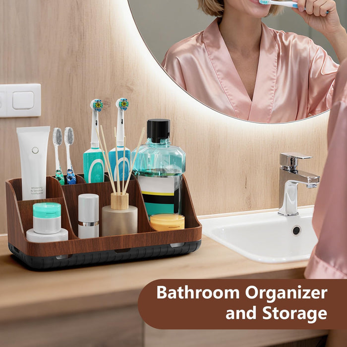 Wood Toothbrush Holders for Bathroom Organizer with Drain Holes