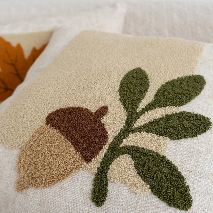 Cozy Fall 3D Acorn Embroidered Throw Pillow Cover 18x18, 1Piece