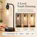 Set of 2 Industrial Touch Control Table Lamps with USB C+A Ports and AC Outlet - 3-Way Dimmable Black Bedside Lamps Nigh