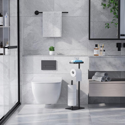 Metal Toilet Paper Holder Free Standing, Medium, Black