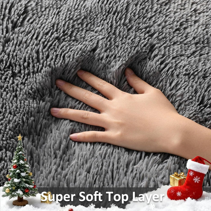 Area Rugs for Living Room Bedroom, Washable Non-Slip Fluffy Soft Grey Shag Carpet, Indoor Floor Gray 4x6 Fuzzy Shaggy Living Room Plush Rug for Kids Home Dorm Decor Aesthetic