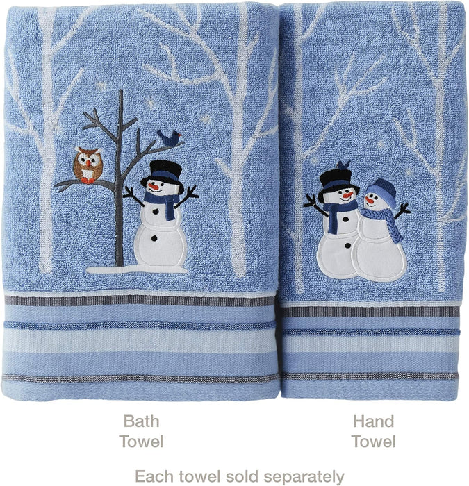 Christmas Winter Friends Snowman Hand Towel Set-2pc, Blue