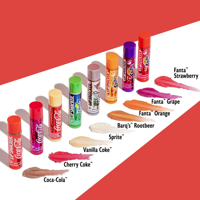 Coca-Cola Flavored Balm, 8 Count, Flavors Coke, Cherry Vanilla Sprite, Root Beer, Orange Fanta, Grape Strawberry Fanta