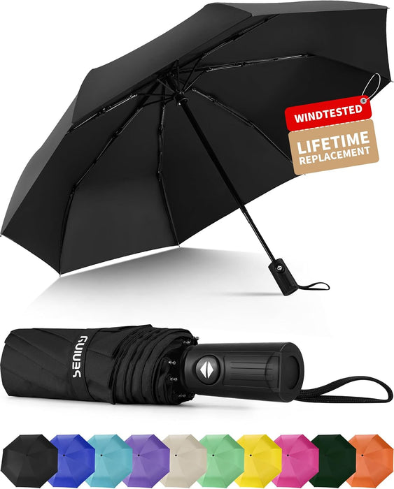 Windproof Travel Umbrella, Automatic Umbrellas for Rain, Portable & Compact Umbrellas for Backpack, Strong UV for Protec