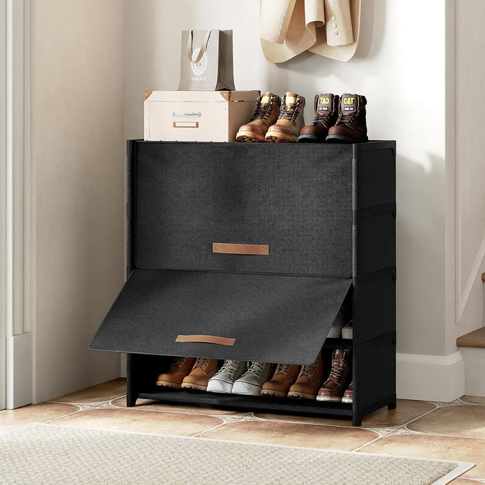 5 Tier Shoe Cabinet with Door, 20-Pair Storage, Black