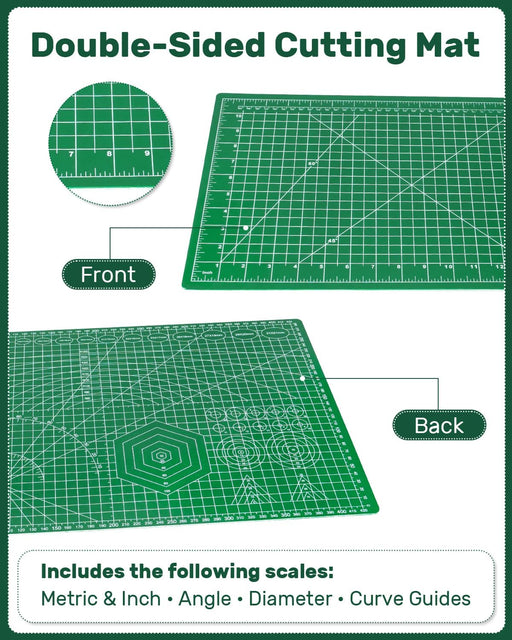 Self Healing Cutting Mat, 11" x 17", Double-Sided Rotary Cutting Mat for Sewing, Quilting, Scrapbooking & Craft, Craft C