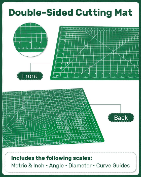 Self Healing Cutting Mat, 11" x 17", Double-Sided Rotary Cutting Mat for Sewing, Quilting, Scrapbooking & Craft, Craft C
