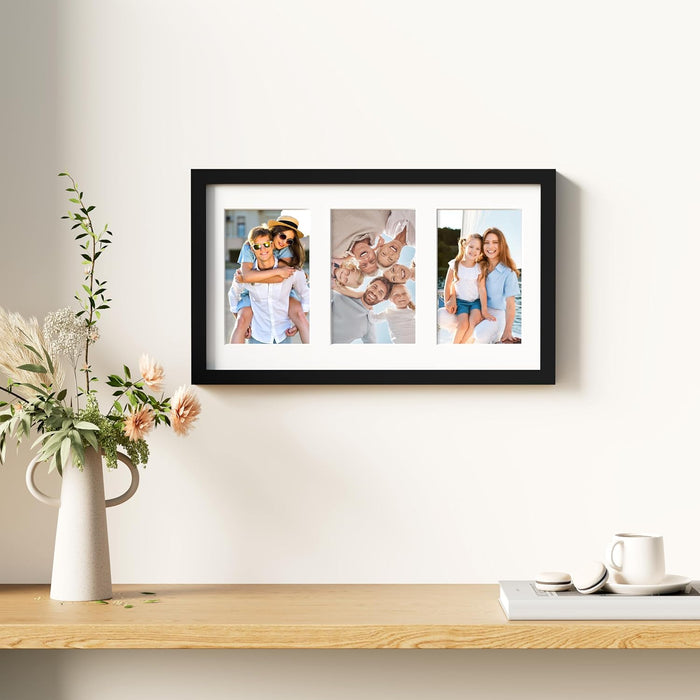 3 4x6 Picture frames Collage Wall Decor with Mat, Black
