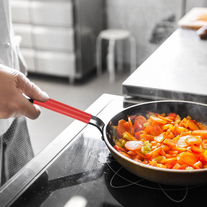 3 Pcs Silicone Pan Handle Sleeve, Heat Resistant Potholder Pot Holders Cover Sleeve for Frying Pan Handle Spatulas, Grey (M)