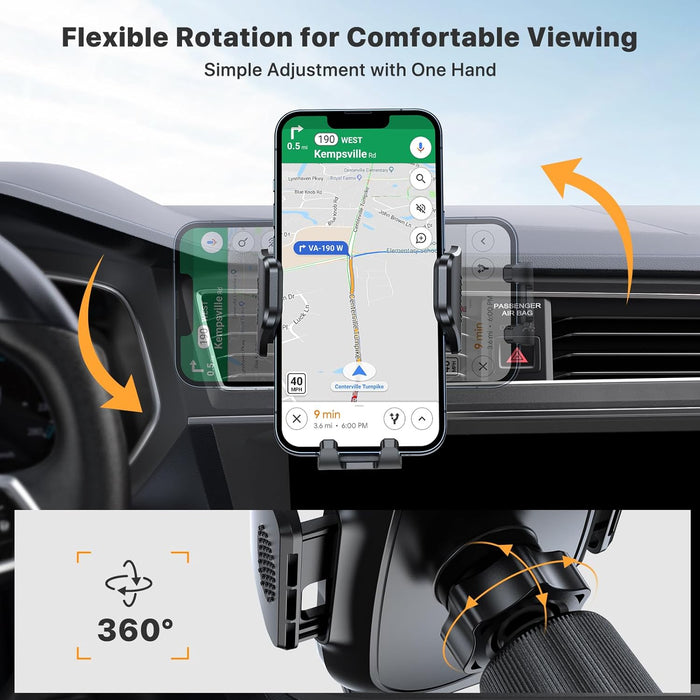 Phone Holders for Your Car with Metal Hook Clip, Air Vent Cell Phone Stand Car Mount, Universal Automobile Cradle for Garmin GPS Fit iPhone Android and All Smartphones, Dark Black