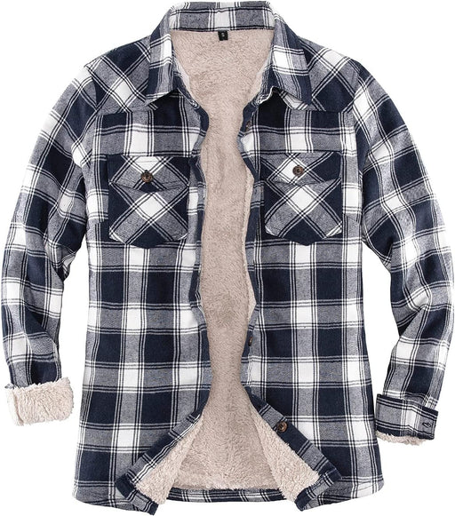 Womens Sherpa Lined Flannel Jacket with Hand Pockets