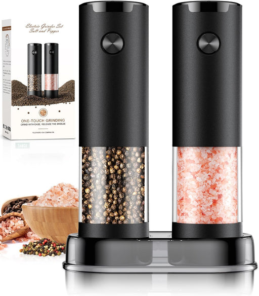 Electric Salt and Pepper Grinder Set Automatic Battery Pepper Mill Shakers Adjustable Coarseness Upgraded Larger Capacit
