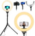14'' LED Foldable Ring Light with 62'' Tripod Stand, Selfie Ring Light for Video Recording, Live Streaming, TikTok & YouTube, Compatible with iPhone & Android (Black)