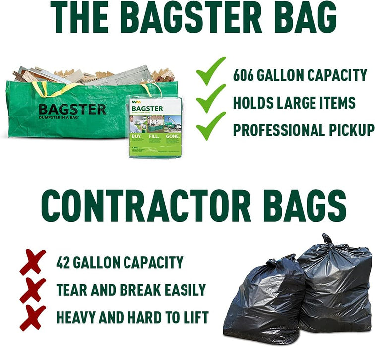 BAGSTER 3CUYD Dumpster in a Bag holds up to 3,300 lb, Green