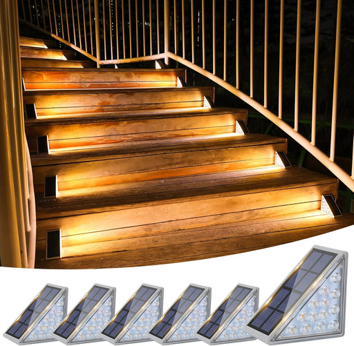 Solar Stair Lights 6 Pack, Solar Step Lights Outdoor Waterproof
