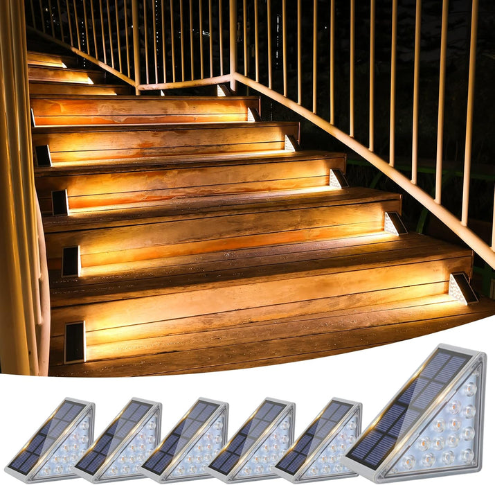 Solar Stair Lights 6 Pack, Solar Step Lights Outdoor Waterproof