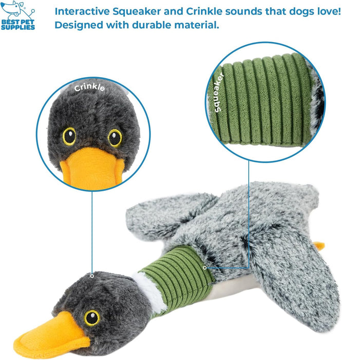 Interactive Squeaky Dog Chew Toy, Ideal Dog Toys for Chewers, Small, Medium & Large Dogs, and Fetch Lovers - Mallard Duc